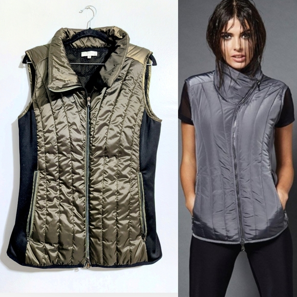 Anatomie Jocey Quilted Puffer Vest for Travel In Khaki Green & Black Size S - Picture 1 of 13